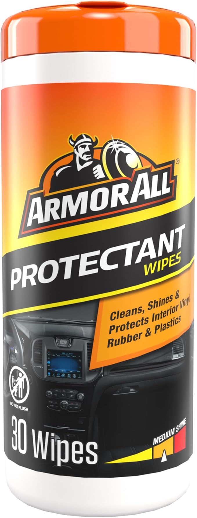 Armor All Original Protectant Wipes, Car Interior Cleaner with UV Protection to Fight Cracking & Fading, Medium Shine, 30 Count, 17496C