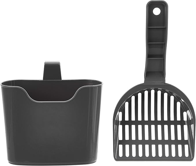 Amazon Basics Durable Litter Scoop for Cat Litter Box, with Holder, Efficient Scooper