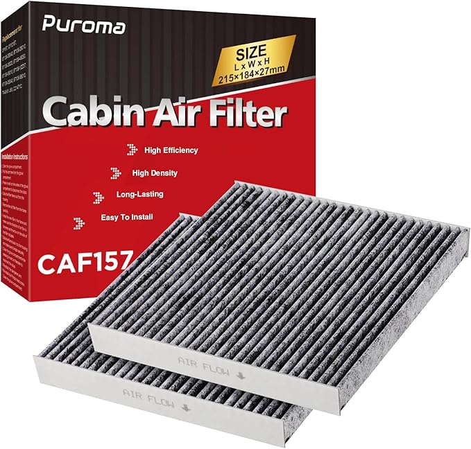 Puroma 2 Pack Cabin Air Filter with Activated Carbon, Replacement for CP157, CF12157, Select Lexus, Mazda, Subaru and Toyota Avalon, Camry, Corolla, Highlander, Prius, RAV4, Sienna, Venza