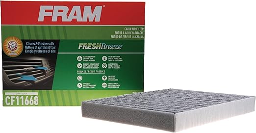 FRAM Fresh Breeze Cabin Air Filter Replacement for Car Passenger Compartment w/Arm and Hammer Baking Soda, Easy Install, CF10134 for Honda Vehicles, white