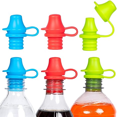 Original Water and Juice Bottle Topper, Soft Silicone Leak Proof Spout Conversion Cap to Make Spill Proof Drinks for Toddlers, Kids, or Adults, Travel Essential - 3 Pack (Blue, Green, Red)