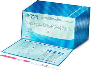 Clinical Guard 25 Pregnancy Tests Early Detection Strips - FSA HSA Eligible - Sensitive & Accurate Measurement Within 5 mins -Pregnancy Test Strips for Women - HCG Test Strip Kit- Pruebas De Embarazo