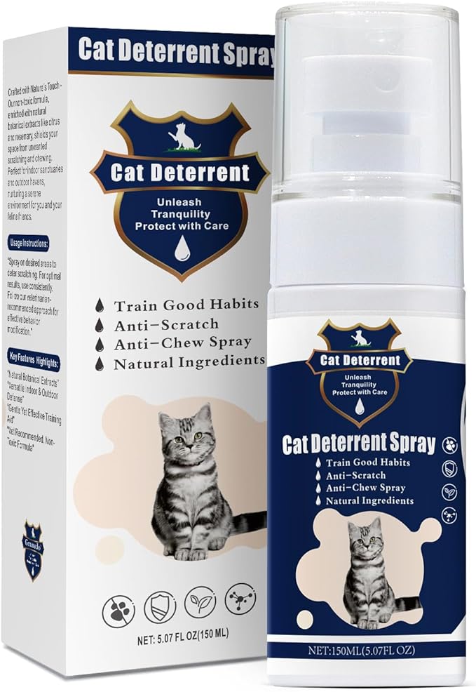 Cat Deterrent Spray - Safe Indoor & Outdoor Deterrent for Furniture Protection, Effective Training Aid with Natural Ingredients - Non-Toxic Anti-Scratch Formula for Cats and Kittens Blue