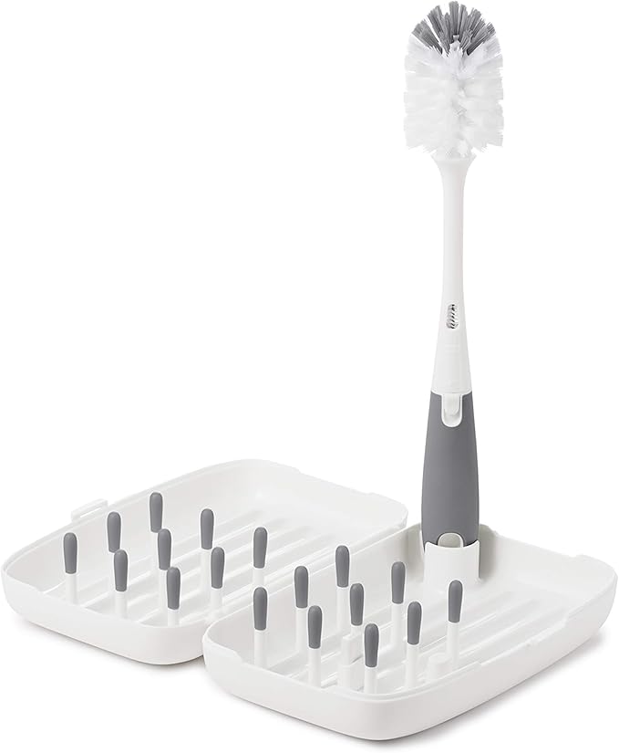 OXO Tot Travel Size Drying Rack with Bottle Brush- Gray