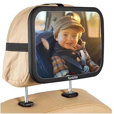 Baby Car Mirror Most Stable Backseat Mirror with Premium Matte Finish,Ultra High Definition PMMA Material, Secure and Shatterproof,Black