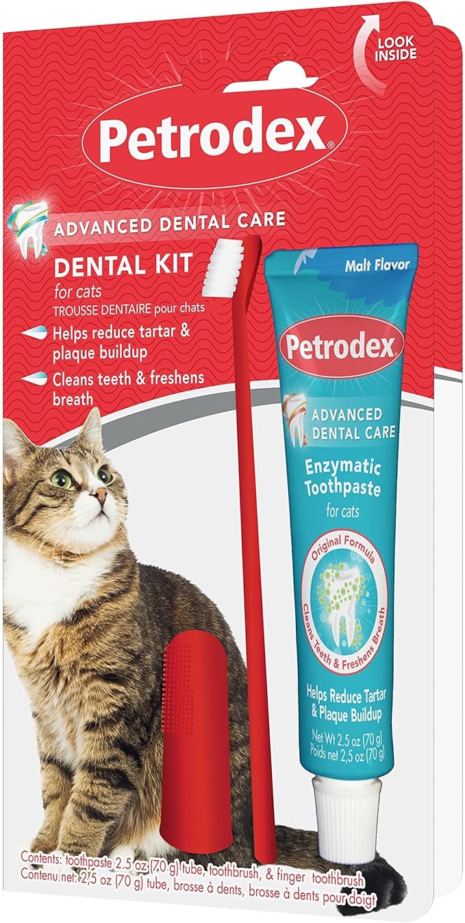 SENTRY Petrodex Dental Kit for Cats, Malt Toothpaste, 2.5 oz