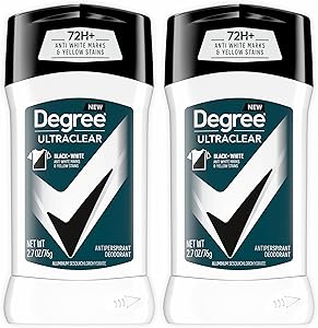 Degree Men UltraClear Antiperspirant Deodorant 72-Hour Sweat & Odor Protection Black + White Antiperspirant For Men With MotionSense Technology, 2.7 Ounce (Pack of 2)