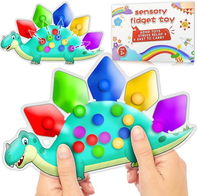 Dinosaur Color Sorting Sensory Toy Gift for Toddler Activities Toy Fine Motor Matching Game Quiet Travel Essential Toy Montessori Autism Fidgets Easter Basket Stuffers for Kid 3 4 5 Year Old Boy