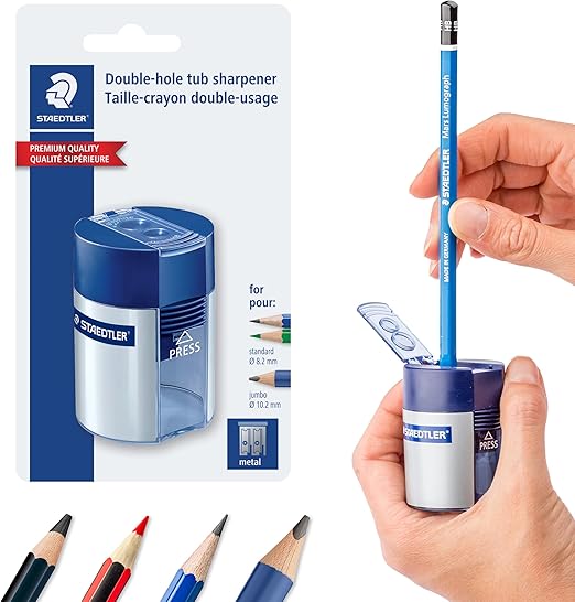 Staedtler Double Hole Sharpener for Standard and Large Colored Pencils, Makeup Pencils, 512 001 BK