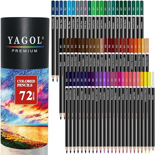 Yagol Colored Pencils for Adult Coloring Books, 72 Colored Professional Drawing Pencils, Coloring Pencils for Adults Beginners Teen & Pro.