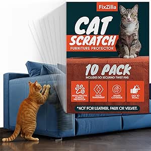 Anti Cat Scratch Furniture Protector, 10 Pack, Cat Couch Protector, Couch Protector for Cats, Furniture Protectors from Cats, Couch Cat Scratch Protector (10 Pack + 50 Twist Pins)