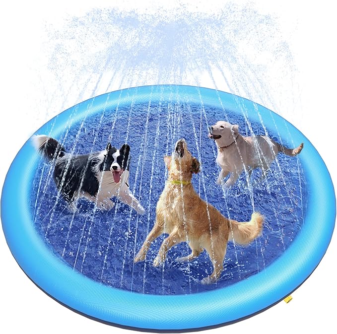 Peteast Splash Sprinkler Pad for Dogs Kids, Dog Bath Pool Thickened Durable Bathing Tub Pet Summer Outdoor Water Toys,XL/XXL