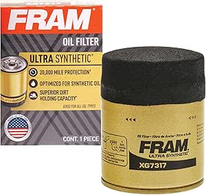 FRAM Ultra Synthetic Automotive Replacement Oil Filter, Designed for Synthetic Oil Changes Lasting up to 20k Miles, XG7317 with SureGrip (Pack of 1)