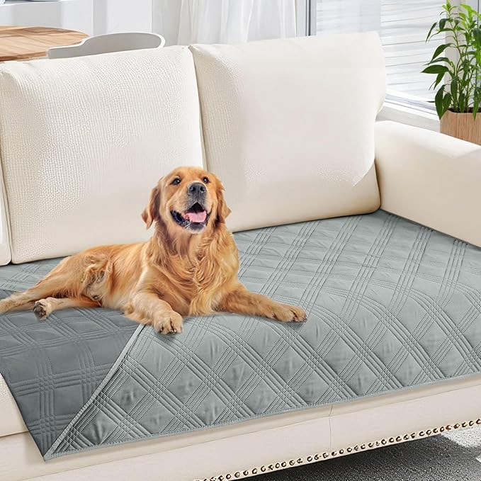 hyha Waterproof Dog Blanket, Reversible Pet Bed Blanket, Soft Sofa Couch Cover for Dogs Washable, Waterproof Pet Couch Covers for Sofa Puppy Cats Furniture Protector(30"x70", Grey/Dark Grey)