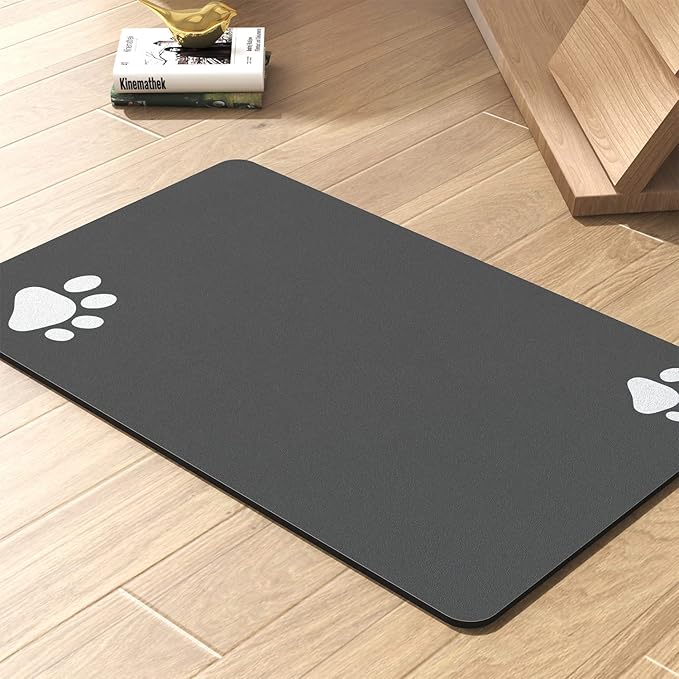 Absorbent Pet Feeding Mat - No Stains Quick Dry Dog Mat - Food & Water Bowl - Messy Drinkers Accessory