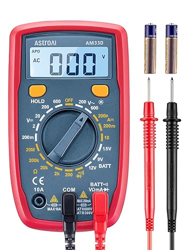 AstroAI Multimeter 2000 Counts Digital Multimeter with DC AC Voltmeter and Ohm Volt Amp Tester ; Measures Voltage, Current, Resistance; Tests Live Wire, Continuity