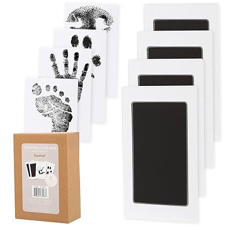 Pearhead 4-Pack Clean-Touch Ink Pad Kit, Mess-Free Inkless Hand and Footprint Kit, Baby Foot Printing Kit, Cat and Dog Paw Print Kit, Suitable for Babies and Pets