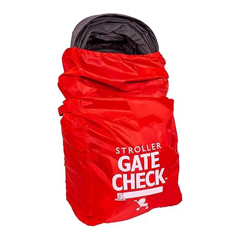 J.L. Childress Gate Check Bag for Single & Double Strollers - Travel Bag for Airplane, Fits Most Standard Baby Strollers, Airport Accessories for Gate Check, Flying Essentials - Red