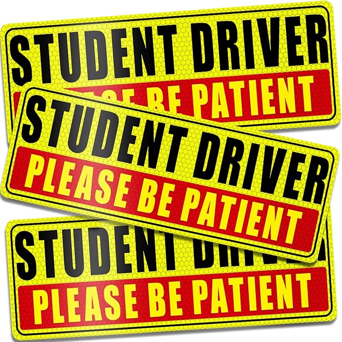 Sukh Student Driver Magnet for Car - Be Patient Student Driver Magnet Boys and Girls New Student Driver Sticker Safety Warning Reflective Signs Reusable Movable 3 Pcs