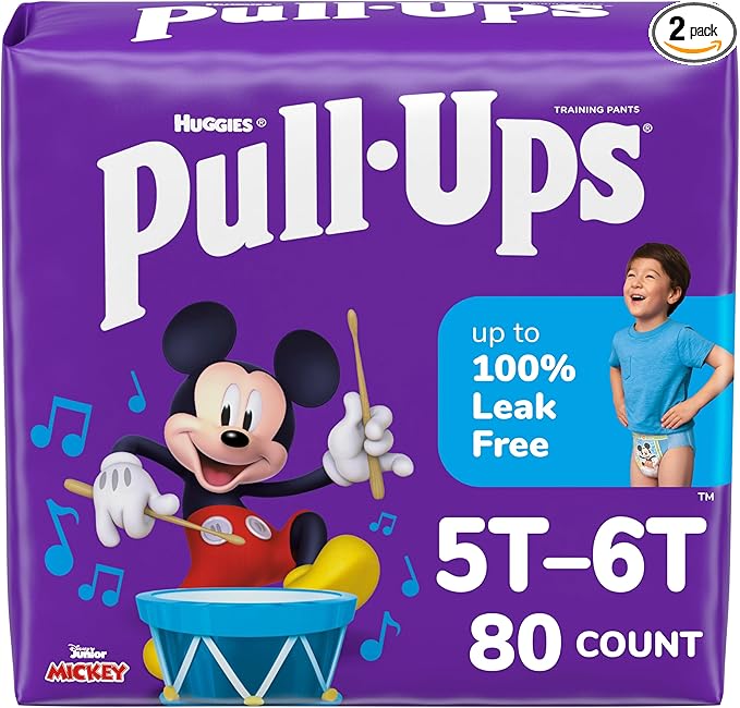 Pull-Ups Boys' Potty Training Pants, 5T-6T (46+ lbs), 80 Count (2 Packs of 40)