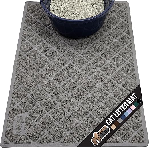 Gorilla Grip Original Premium Durable Cat Litter Mat, 24x17, Water Resistant, Traps Litter from Box and Cats, Scatter Control, Soft on Kitty Paws, Easy Clean Cat Mat, Gray